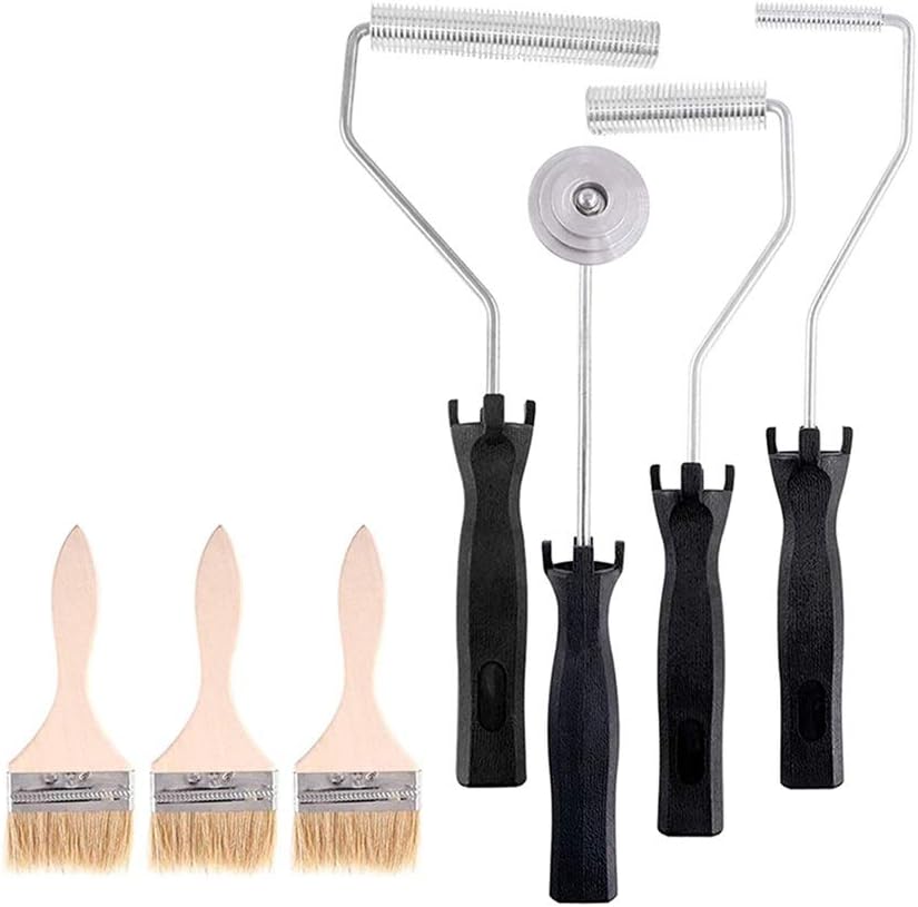4Pcs Fiberglass Roller Tools and Brushes, Bubble Paddle Tool Laminating Paint Kit for Resin Tub
