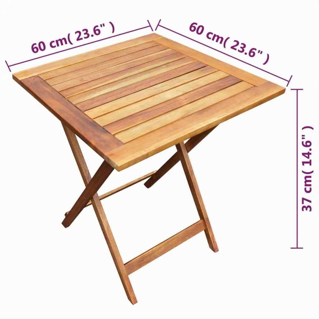 vidaXL Acacia Conjunto Jardín Plegable Madera Set Mesa 2 Sillas Muebles Patio