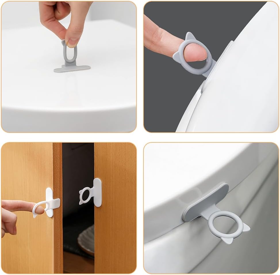Luxshiny 4pcs Silicone Toilet Lid Handle Toilet Seat Lifter Lavatory Seat Cover Lifter Adhesive Toilet Lid Ring Avoid Touching Toilet Cover Handle for Home Bathroom Accesories