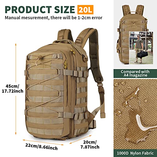 Huntvp-Tactical-Backpack-15L20L-Small-Military-Rucksack-Daypack-Molle-Army-Work-Bag-Motorcycle-Backpacks-for-Men-Women-Camping-Cycling-School-Travelling-Hiking-Fishing-Hunting-Sports-Outdoors