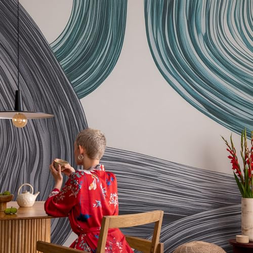 Papier peint intissé lignes de fluide pour chambre à coucher cocooning