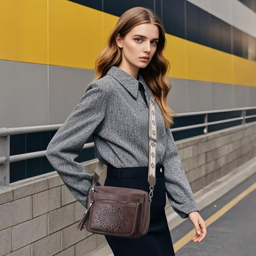 APHISON Crossbody Bags for Women Trendy, Leather Crossbody Purses Shoulder Handbags with Adjustable Guitar Strap2