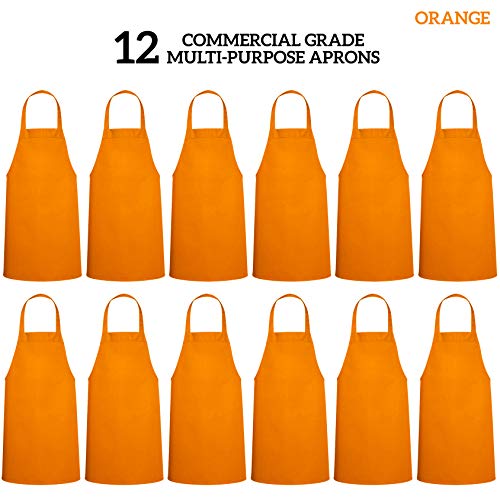 Image of GREEN LIFESTYLE 12 Pack Professional Chef Apron - Grilling Aprons for Men, Waterproof Cooking Apron for BBQ, Work or Restaurant Use, Kitchen Aprons for Women - Orange, No Pockets