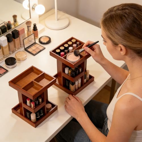 Support en bois décor rustique de qualité pour cosmétiques
