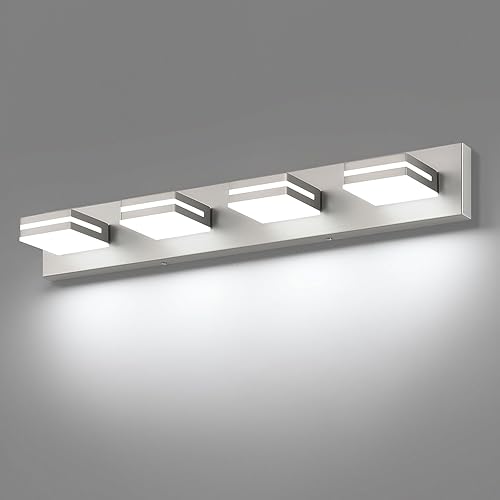 Miniatura 22 de SineRise - Lámpara LED para tocador de baño - Moderna lámpara regulable de acrílico con acabado blanco mate para iluminación de pared sobre el