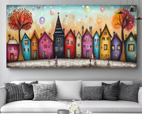 Broderie kit complet 5D peinture diamant ville dessin animé pour débutant