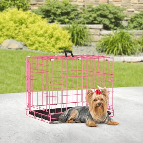 Image of BestPet | Dog Crate | 18 inch | Pink | Foldable Metal Kennel with Single Doors