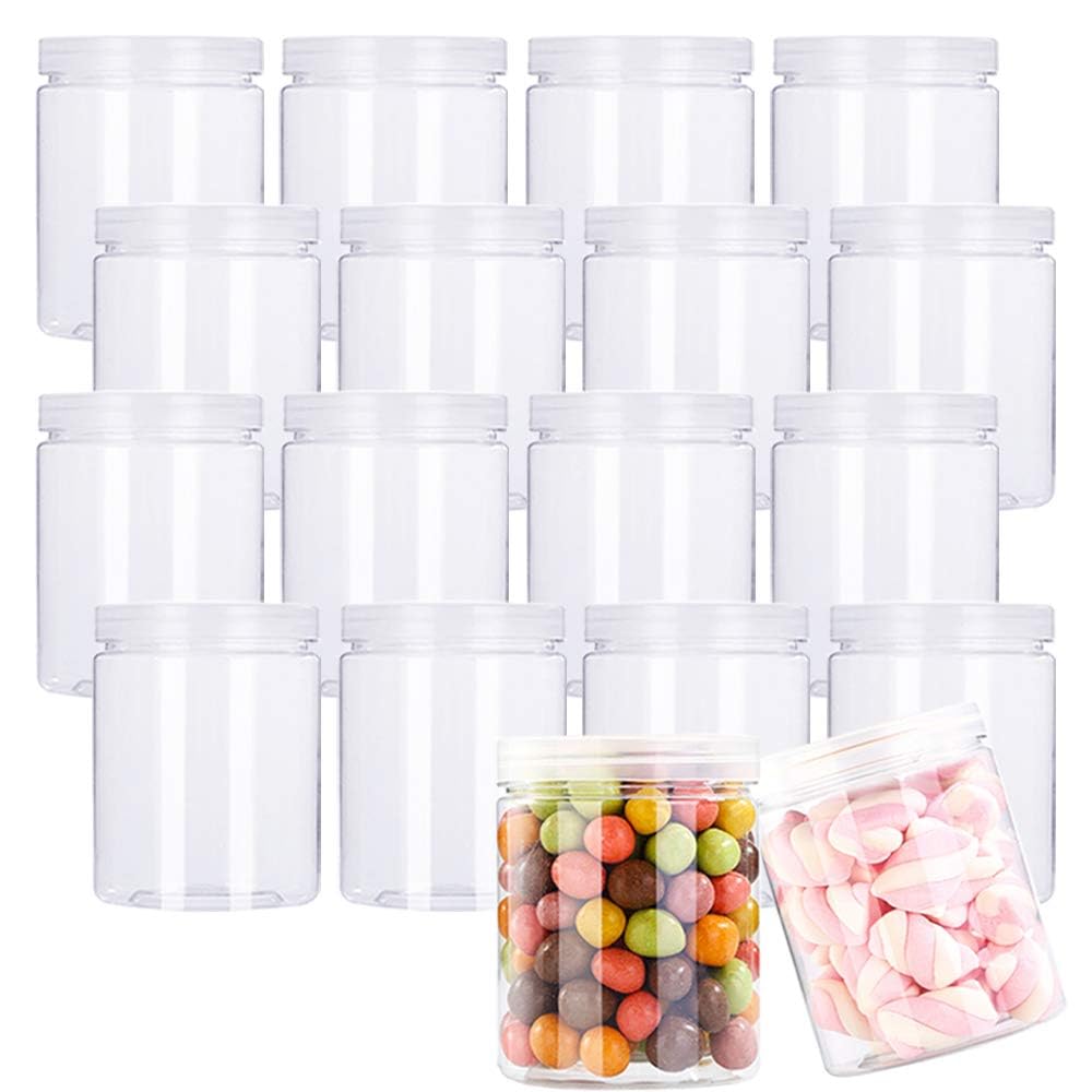 Khazna 18 Pack 7.1oz Empty Clear Slime Containers, Round Plastic Cosmetic Jars with Lids,Transparent Storage Containers for Cosmetics, Lotions, Butters, Slime Making and Food Storage
