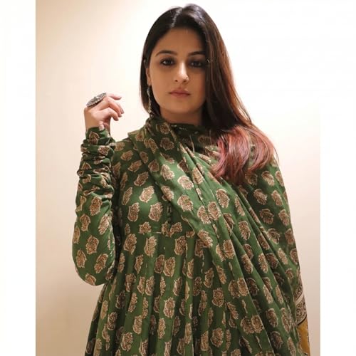 Image of Klosia Women Printed Anarkali Kurta and Pant Set with Dupatta | Printed Kurta Set | Viscose Kurta Set | Women Kurta Set | Summer Suit Set |