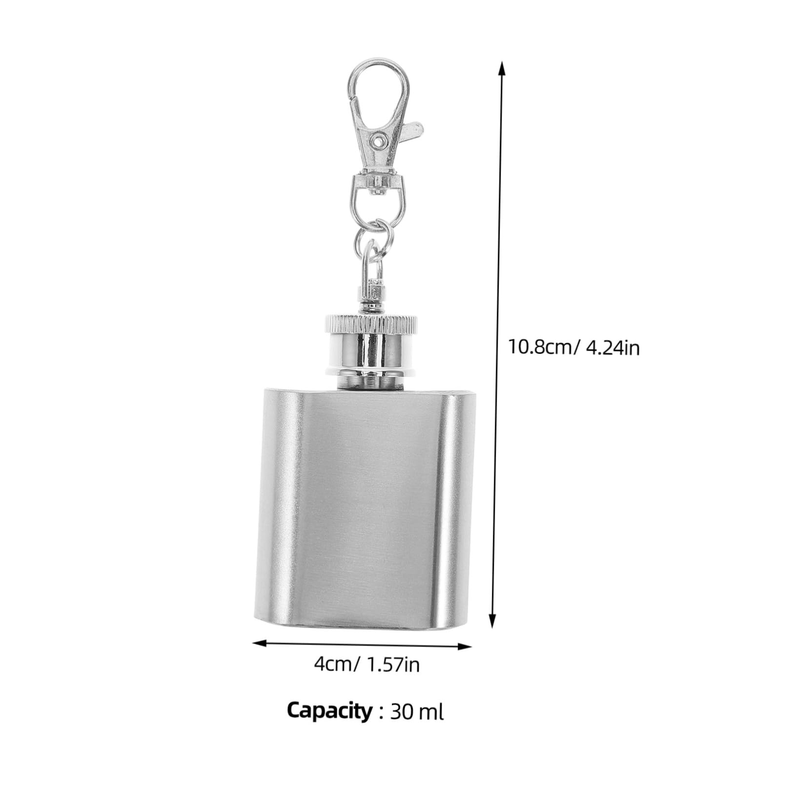 MAGICLULU Mini Flask Keychain Essential Oil Bottle Portable 1oz/30ml Metal Flask for Camping Beverage Container Keychain Attachment