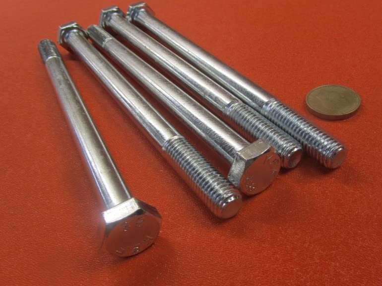 Class 8.8 Zinc Plated Steel Hex Head Bolt PT M12 x 1.75 mm x 180 mm Long 5 pcs. Silver Bolt-2628-21-12 0