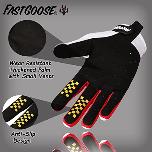 Fastgoose Dirt Bike Motorcycle Gloves Motocross Gloves Motorbike Riding Bike Gloves Atv Mx Mtb Off Road Racing Sports Cycling Glove (White, Large) #TOP2