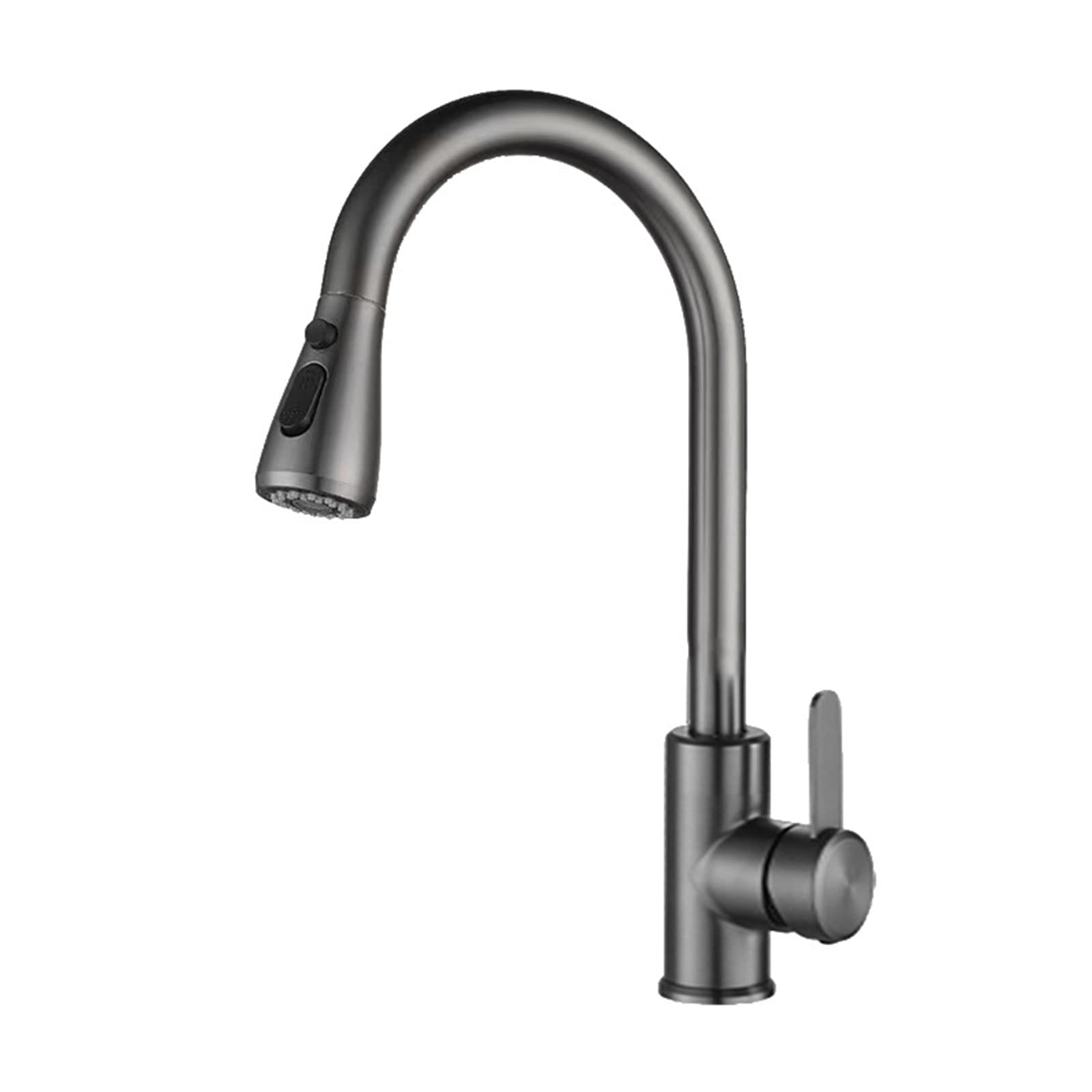Robinet de cuisine avec douchette extractible et bec surélevé en acier inoxydable brossé