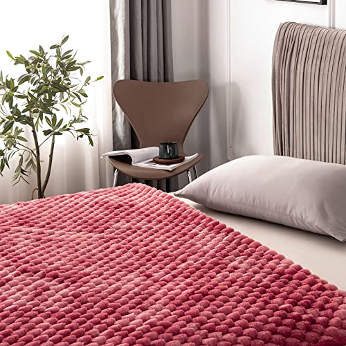 Daysu Tie-Dyed Faux Fur Throw Blanket, Decorative Diamond Textured Fluffy Plush Fleece Blanket, Double-Layered Reversible Cozy Soft Fuzzy Blanket For Couch, Sofa, Bed, 1 Pack, 50” X 60”, Pink #TOP5