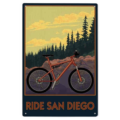 Lantern Press 6x9 Wood Sign Ride San Diego Mountain Bike