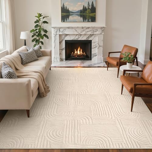 <h3>Beige Sculptural High-Low Area Rug</h3>