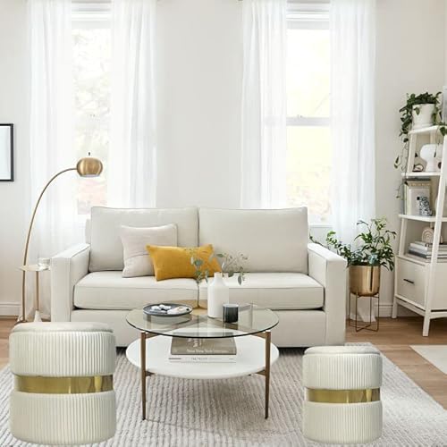 Yyw Home Velvet Ottoman With Storage - Bule Velvet Ottoman For Living Room, Velvet Storage Ottoman For Livingroom,Gold Ottoman With Storage, Vanity Chair For Bedroom,Set Of 2 Velvet Ottoman(White) #TOP1