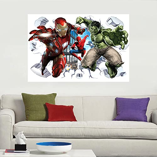 Qiuxia Spiderman Super Herowall Stickers Diy Removable Spiderman Super Herochildren Themed Art Boy Room Wall Sticker Bedroom Nursery Playroom Decoration Wall Stickers #TOP2