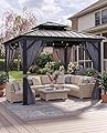 10 X10 ft Hardtop Gazebo, Galvanized Steel Double Roof with Curtains and Netting, Aluminum Frame Patio Gazebo for Patio, Garden and Lawn