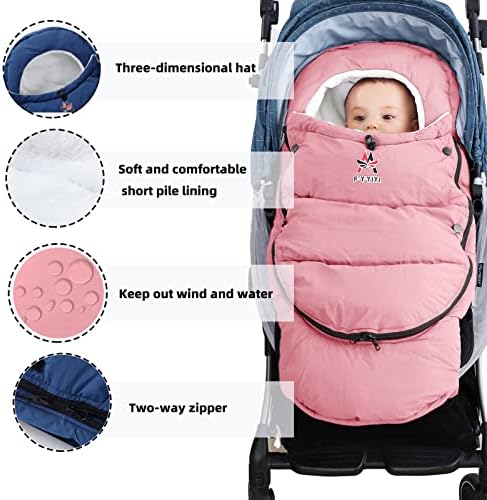 F-Y-YIYI Bunting Bag for Stroller Sleeping Bags Thickened Warm Stroller Blanket Toddler Removable Newborn Baby footmuff Winter Baby Travel Essential - 2