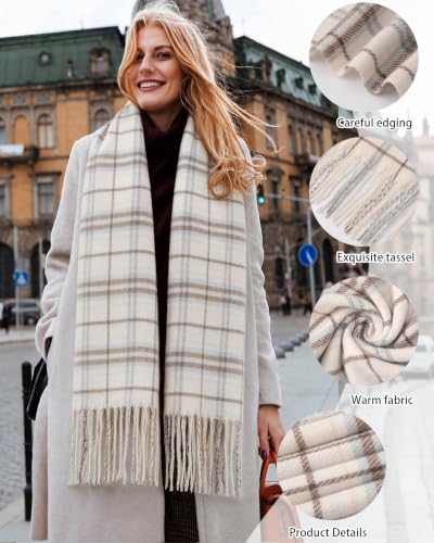 Tavaleu Winter Scarf for Women Cashmere Feel Oversized Plaid Scarfs - image 4