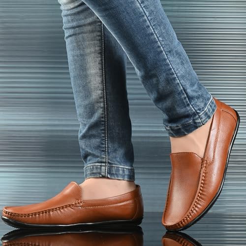 Image of Centrino Loafers Shoes for Man | Stylish Slip-On Casual Shoes for Men | Cushioned Insole | Lightweight Comfortable | Hand-Stitched Premium Moccasin Design | Mens Loafer Shoes for Office (8242)