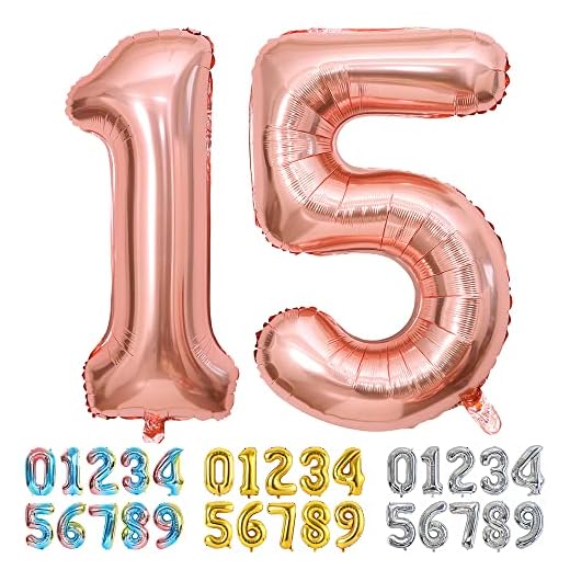 Ponmoo Foil Globo Número 15 51 Oro Rosa, Gigante Numeros 0 1 2 3 4 5 6 7 8 9 10-19 20-29 30 40 50 60 70 80 90 100, Grande Globos para La Boda Aniversario, Globo de Cumpleaños Fiesta Decoración