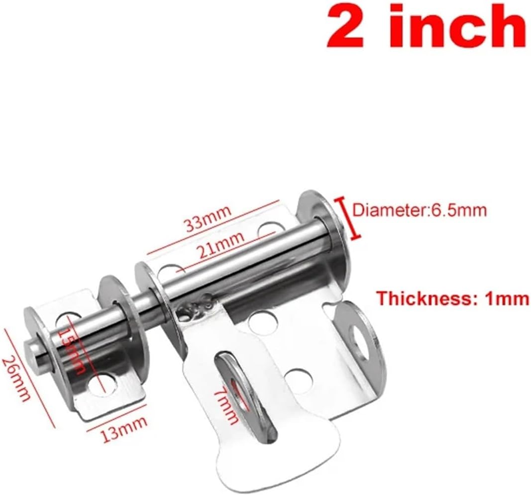 Stainless Steel Bolt Door Latch Lock, Bolt with Padlock Hole, Safety Clasp Barrel Bolt Sliding Latches, Brushed Finish(2 inch)