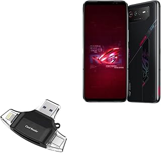 BoxWave Smart Gadget Compatible with ASUS ROG Phone 6 - AllReader SD Card Reader, microSD Card Reader SD Compact USB - Jet Black