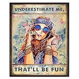 Boho-chic Wall Art For Women 11x14 - Go Ahead Underestimate Me That'll Be Fun - Humorous Saying for Women - Gift for Best Friend - Motivational Decor for Office, Bedroom, Living - Unframed Poster