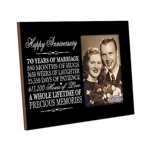LifeSong Milestones 70th Anniversary Picture Frame – Celebrate Cherished Memories | Elegant 4x6 Photo Keepsake for Parents, Grandparents, Mom & Dad (Black)
