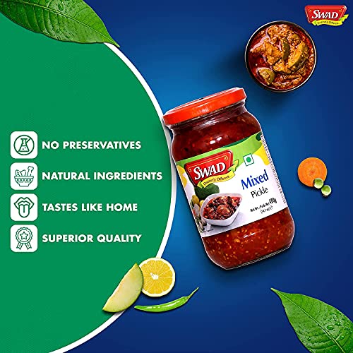 Image of SWAD Delicious and Tangy Mango, Lemon, Green Chillies, Carrot, Kerda Mixed Pickle /Mixed Achar - 400 gm Each | Pack of 3