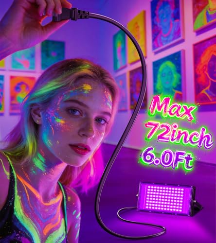 Image of TigQiang 100W 4 Pack LED Black Light, Blacklight Flood Light IP66 Waterproof Outdoor with Plug Switch Cord for Halloween, Neon Glow in The Dark Party, Body Paint, Fluorescent Poster, Classroom Party