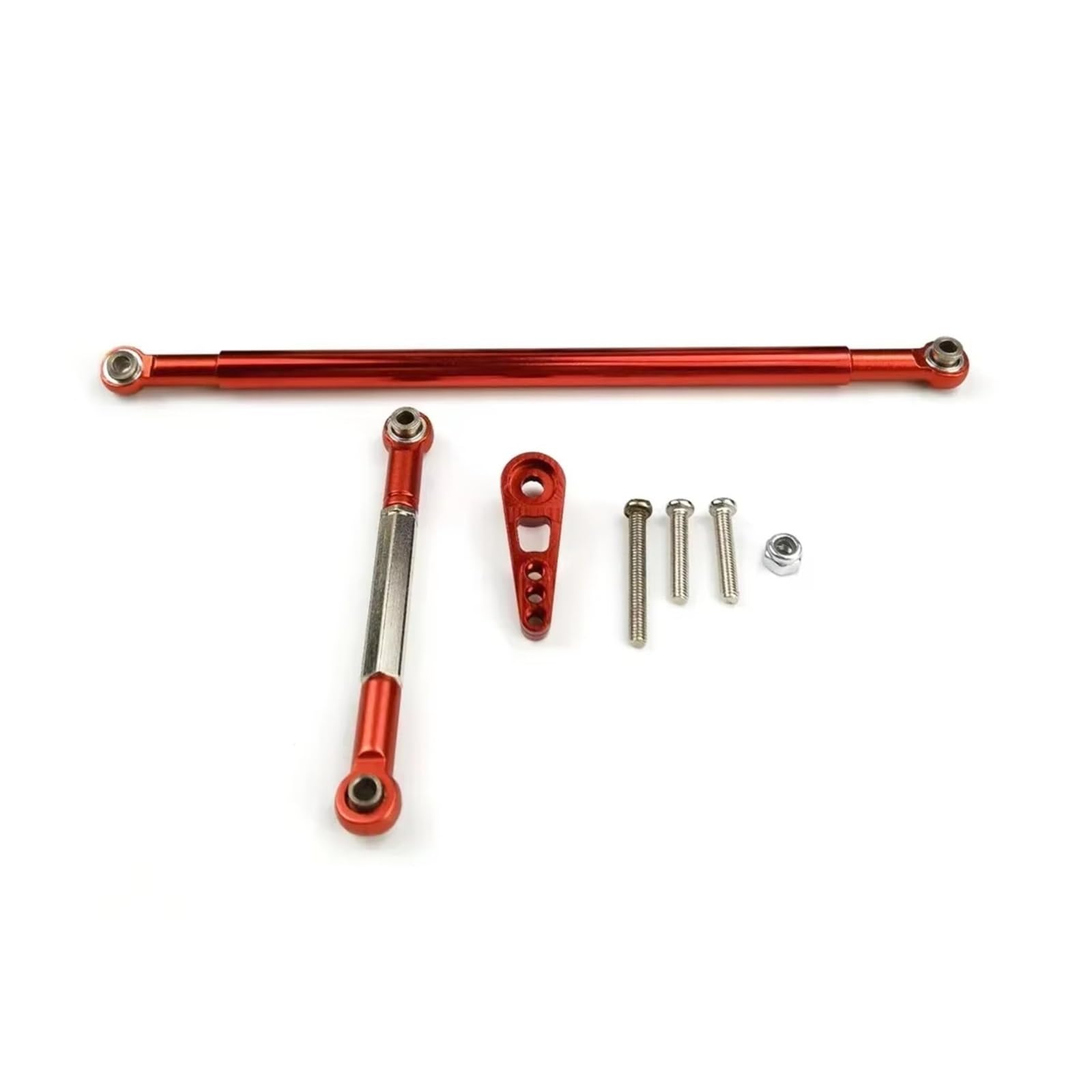 RC Car Accessories for Mn Mn86k Mn86ks 1/12 Metal Adjustable Steering Linkage Servo Link Pull Rod Servo Arm RC Car Crawler Upgrade Accessories Part Use(Red)