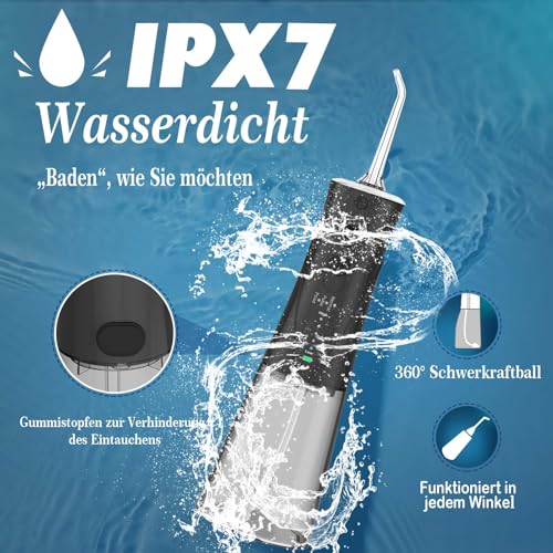 SURFOU Munddusche Kabellos, Elektrische Zahnseide Oral Irrigator Zahndusche Wasser Zahnreiniger, Zahnzwischenraumreiniger Elektrisch Wasserflosser für Zähne Water Flosser for Teeth – Bild 7