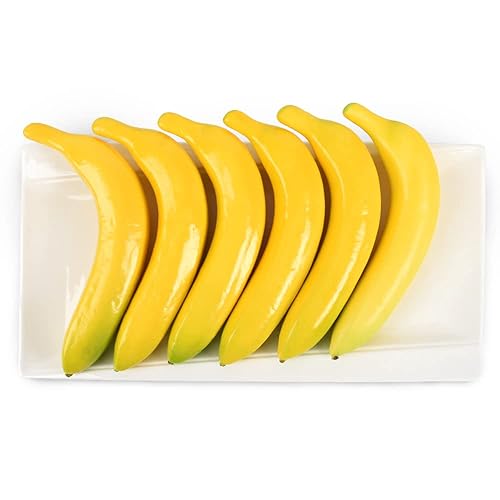 HUIANER Artificial Yellow Bananas 6PCS Fake Banbana Simulation Fake Fruit