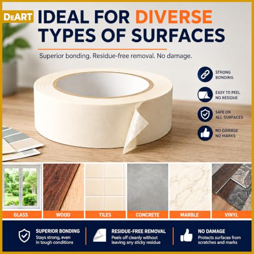 Image of DEART Colored Masking Tape Painters Tape 12, 8 or 6 Pack - 1 or 0.6 Inches for DIY Crafts Arts Supplies, Whiteboard Tape Dry Erase Board Tape for Kids No Residue (4, 0.7 Inch Beige)