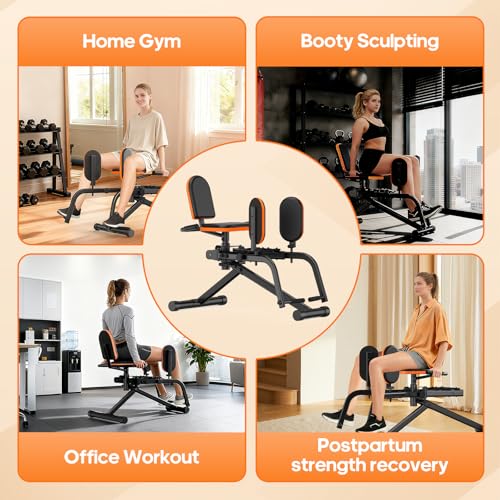 HXD-ERGO Hip Abductor/Adduction Machine for Home Gym, 6-Level Glute Machine & Thigh Workout Equipment, Booty Builder with Plush Padding, Compact Leg Exercise Euipment for Women & Men (Orange) by HXD-ERGO - Image 8
