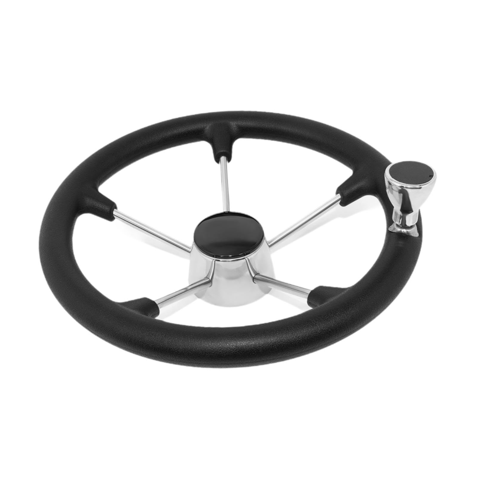 Volante Barca Acciaio Inox Stabilità Navale Sterzo Antiscivolo Presa Ergonomica Direzione Solida Adatto a Yacht Mare Barche da Pesca, 35 Cm con Maniglia