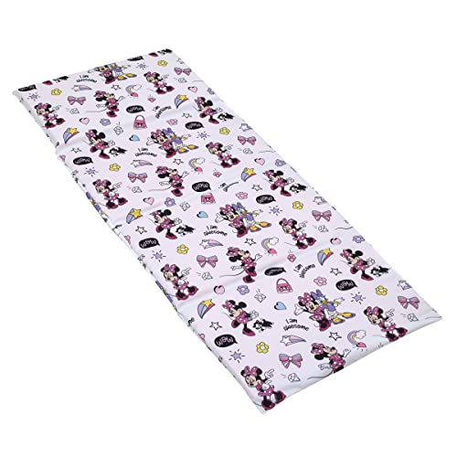 NoJo Disney Minnie Mouse I am Awesome Lavender, Pink and White, Daisy Duck Rainbow Hearts and Stars Preschool Nap Pad Sheet