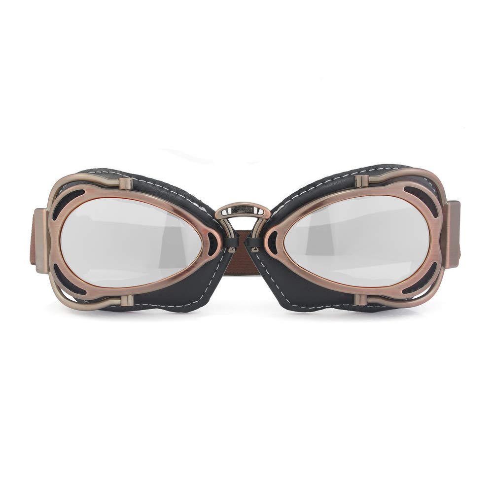 Occhiali Steampunk Vintage Da Pilota &ndash; Stile Biker E Aviatore Uomo, Effetto Bruciato