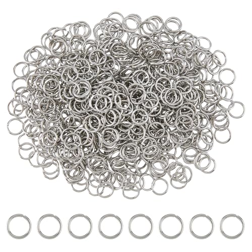 DICOSMETIC 1000 Stück 8mm Jump Ringe Edelstahl Spaltringe Metall Biegeringe O Ringe Verbinder Edelstahl Springringe Offenem Biegering für Halsketten Armband DIY Schmuckherstellung