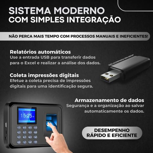 Relógio De Ponto Biométrico Digital Com Impressão Via Biometria Armazenamento Eletrônico Preciso E S