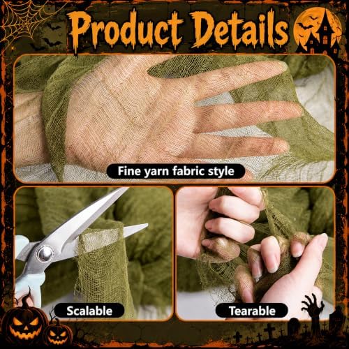 500"x 85" Dark Green Halloween Creepy Cloth, Fine Mesh Creepy Gauze Fabric — view 3