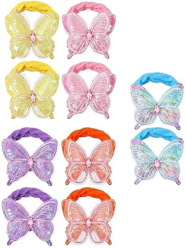 Girls Glitter Sequin Butterfly Hair Ties, 10 Pack Double Layer Soft Elastic Hair Bands, Cute Sparkly Bow Hair Accessories for Toddlers, Little Kids and Infants Daily Wear