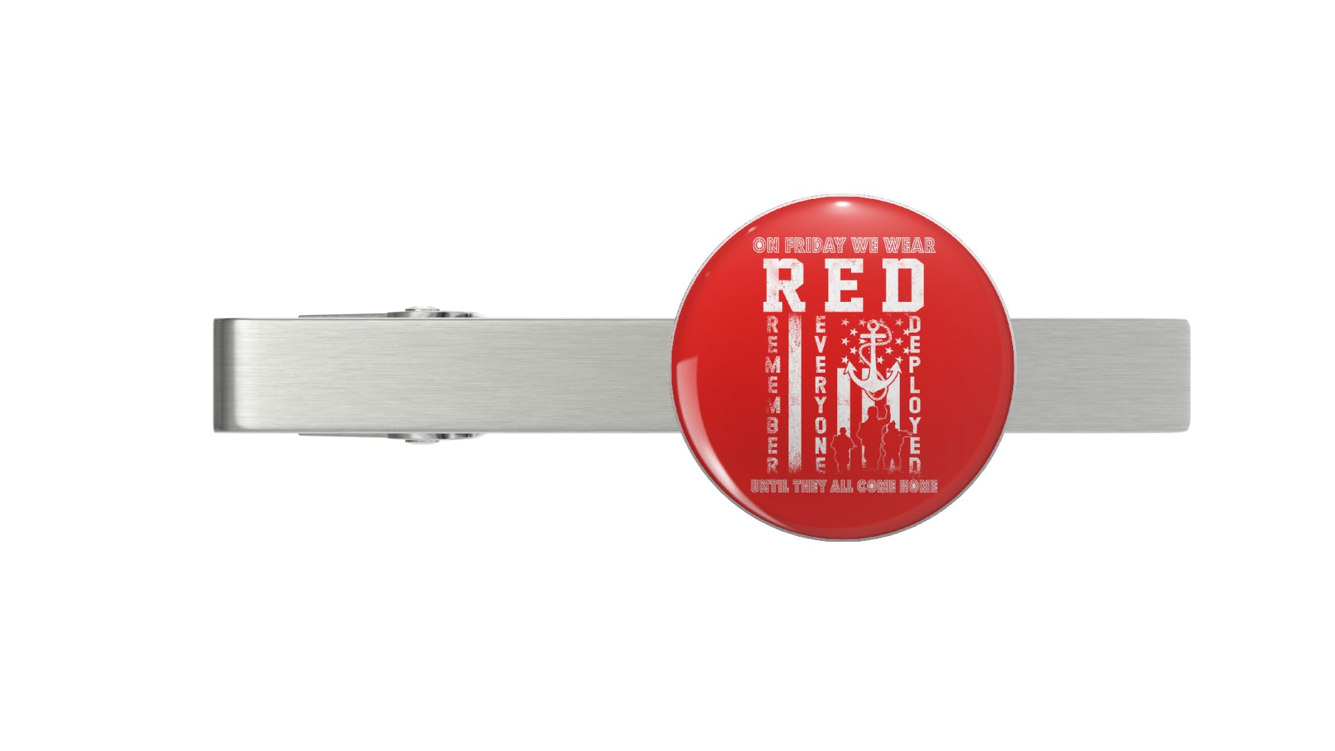 On Friday We Wear Remember Everyone Deployed Red Silver Tie Clip Tie Bar Veteran Gift