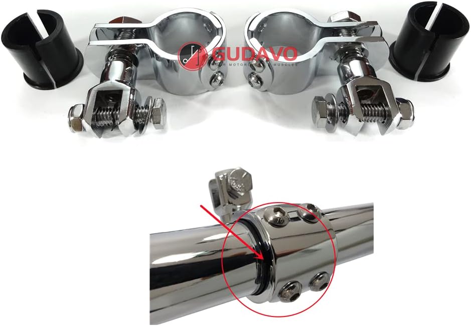 Adjustable Highway bar Footpeg mouting kit Clamps Controls fit for 1-1/4 inch and 1 inch Engine Guards/Tubing compatible with Harley davidson Honda Yamaha Kawasaki suzuki BMW
