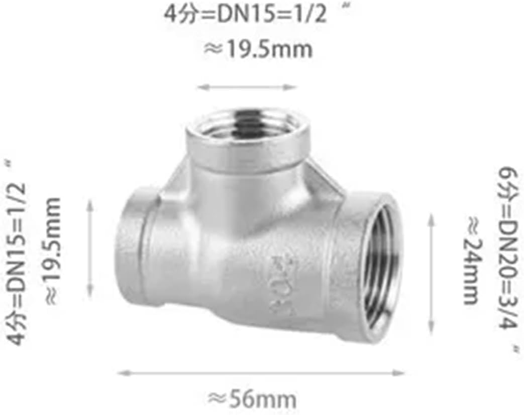 304 stainless steel reducing tee 1/2 to 3/4 to 1 inch reducing reducer reducer adapter fittings(Bronze Yellow)