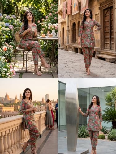 Image of GRECIILOOKS Co-ord Set For Women Stylish | Kurta Sets for Woman | Kurtis | Short Kurti For Women | Dress For Woman | 3 /4 Sleeve Ethnic Co Ord Set