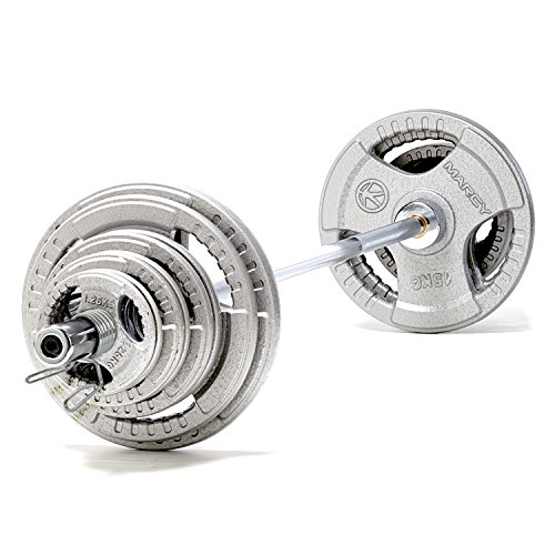 Marcy Set Olympique 10000945 Halteres + disque - 100 Kg Total - Barre de 183 cm et 15 Kg